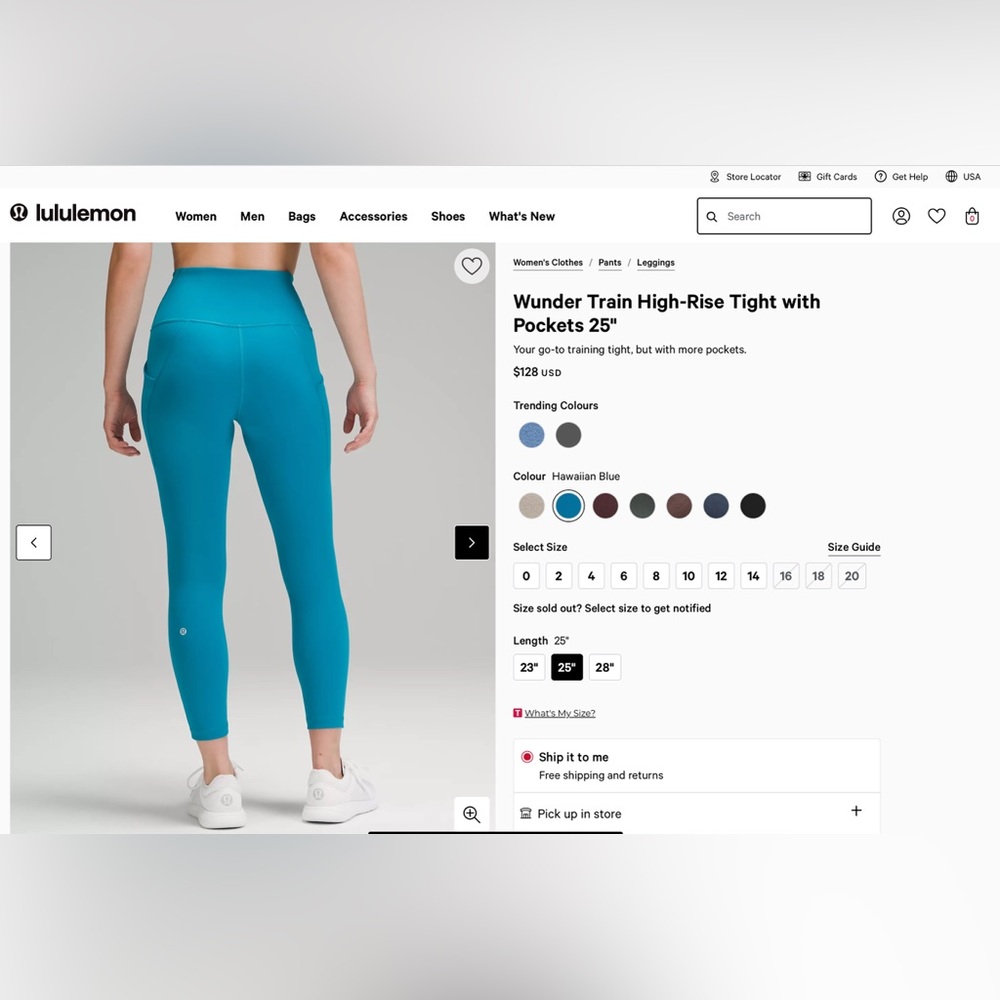 Lululemon Wunder Train High-Rise Tights in Vibrant Blue